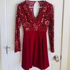 Beautiful red lace skater dress